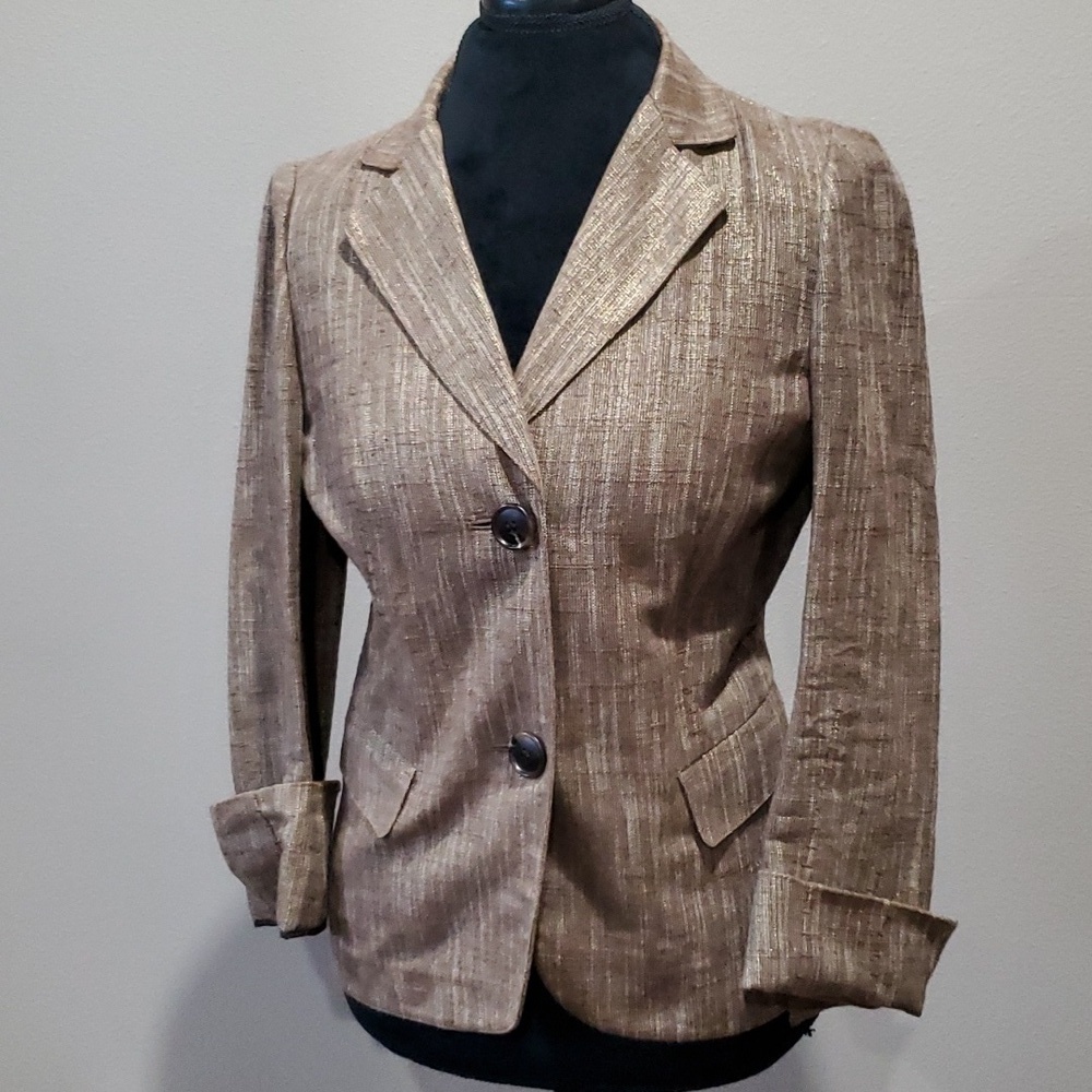 Lafayette 148 new york tan blazer with a touch of gold